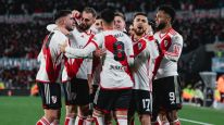 El festejo de los jugadores de River en el triunfo ante Talleres