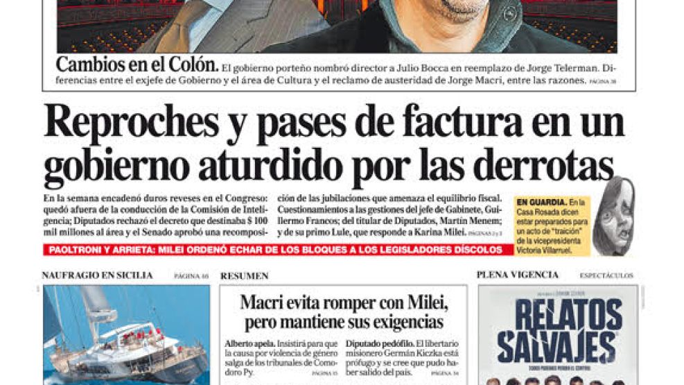 La tapa del Diario PERFIL del sábado 24 de agosto de 2024