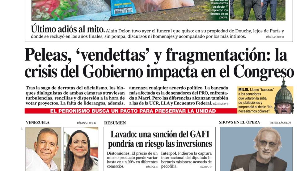 La tapa del Diario PERFIL del domingo 25 de agosto de 2024