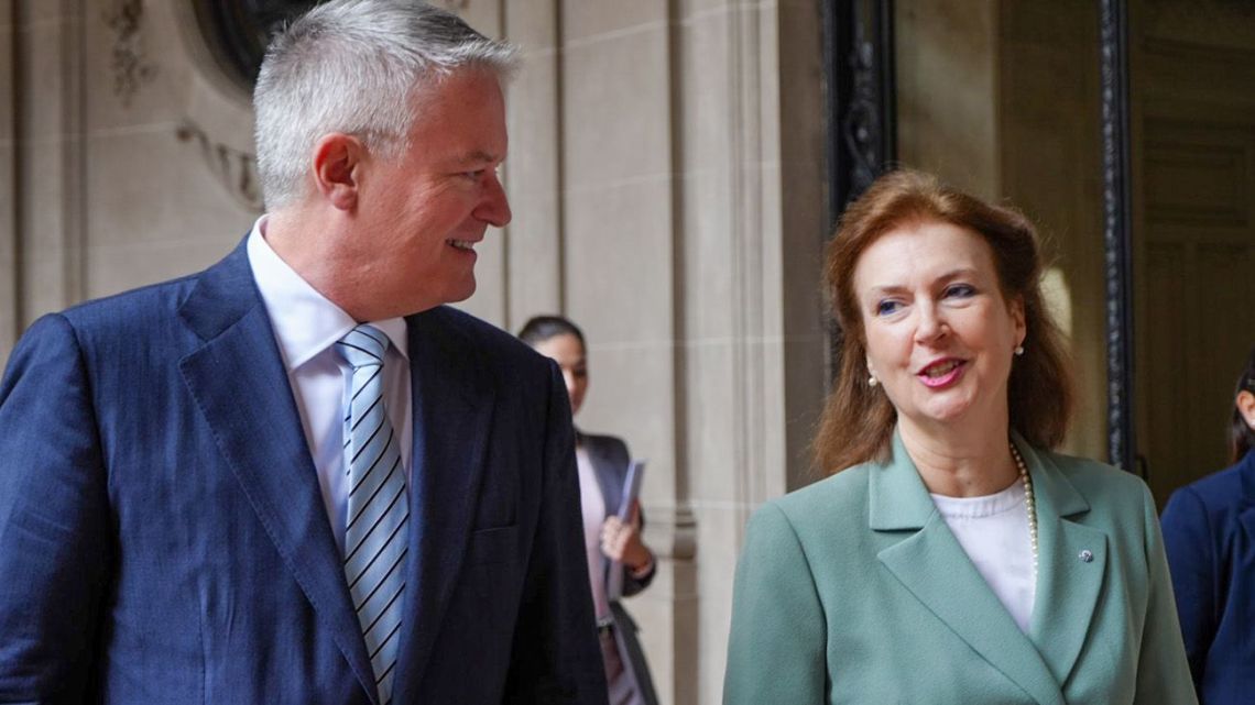 OECD Secretary General Mathias Cormann and Argentina's Foreign Minister Diana Mondino.