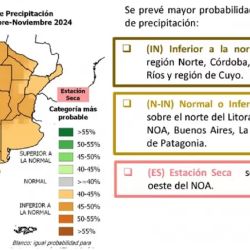 Mapa de las lluvias que se esperan para este trimestre, región por región.