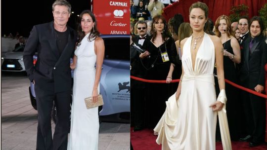 Brad Pitt junto a su nueva novia, que casualmente vistió muy similar a su ex.