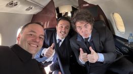 Manuel Adorni, Luis Petri y Javier Milei