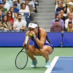 Imagen de Jessica Pegula reaccionando durante la final de individuales femeninos entre Aryna Sabalenka, de Bielorrusia, y Jessica Pegula, de Estados Unidos, en el campeonato de tenis US Open 2024, en Nueva York, Estados Unidos. | Foto:Xinhua/Li Rui