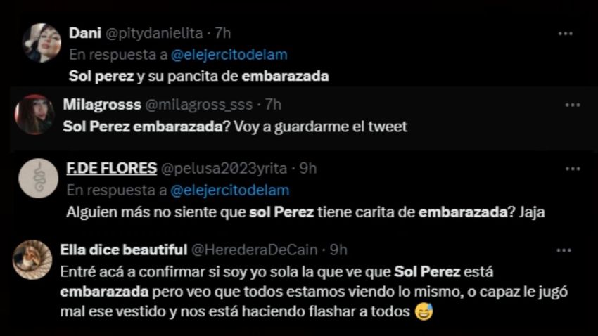 TUITS SOBRE SOL PÉREZ EMBARAZADA