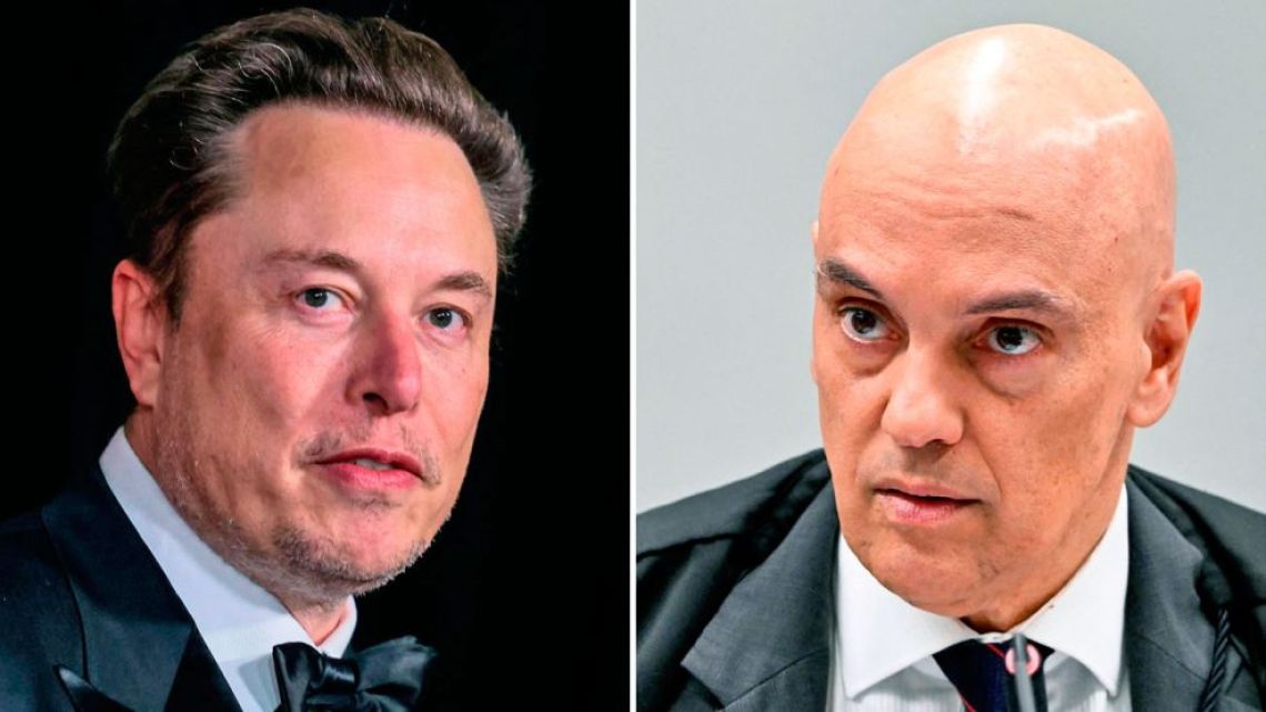 Elon Musk (left) and Alexandre de Moraes.