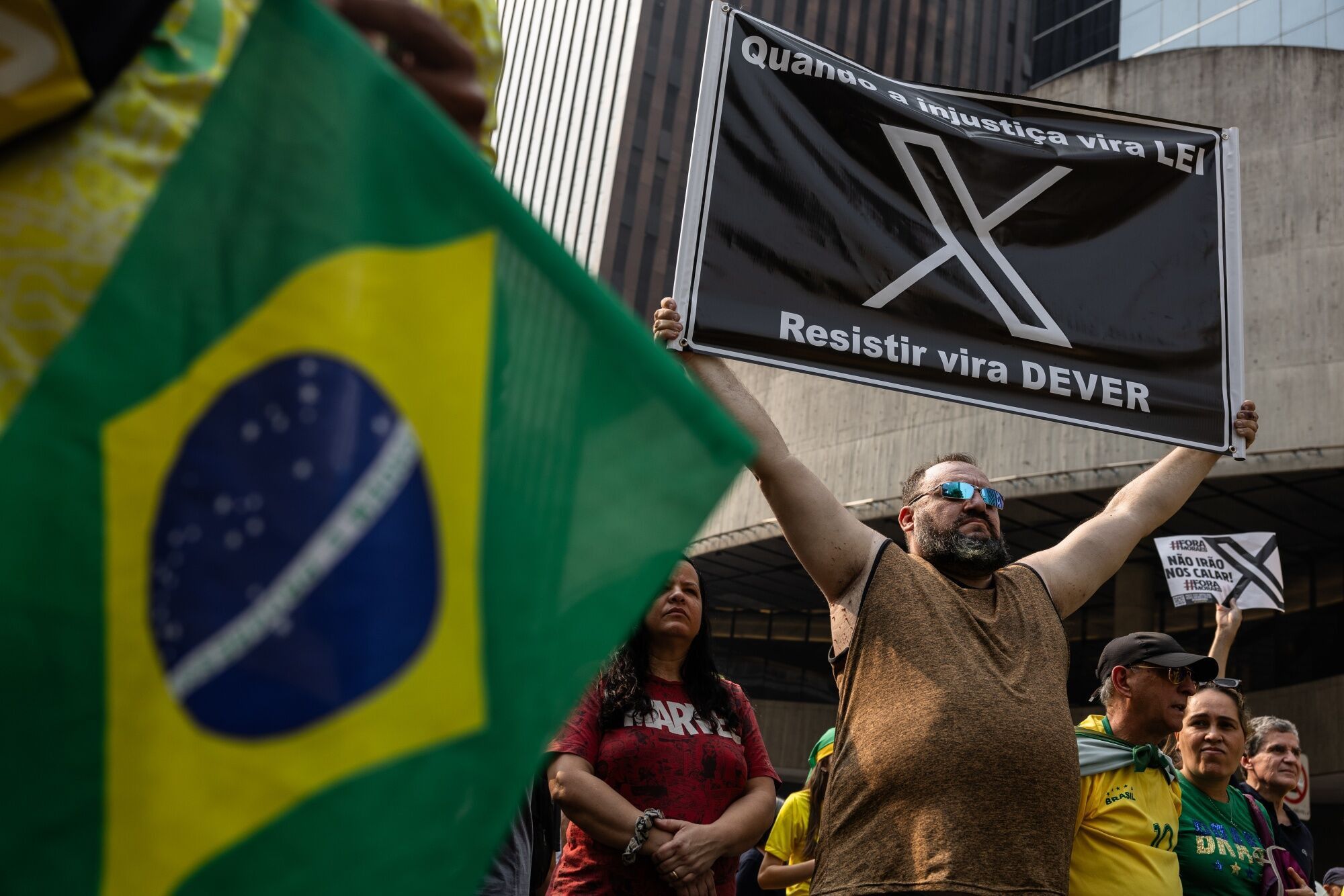 Former President Bolsonaro Holds Rally Against Brazil's X Ban