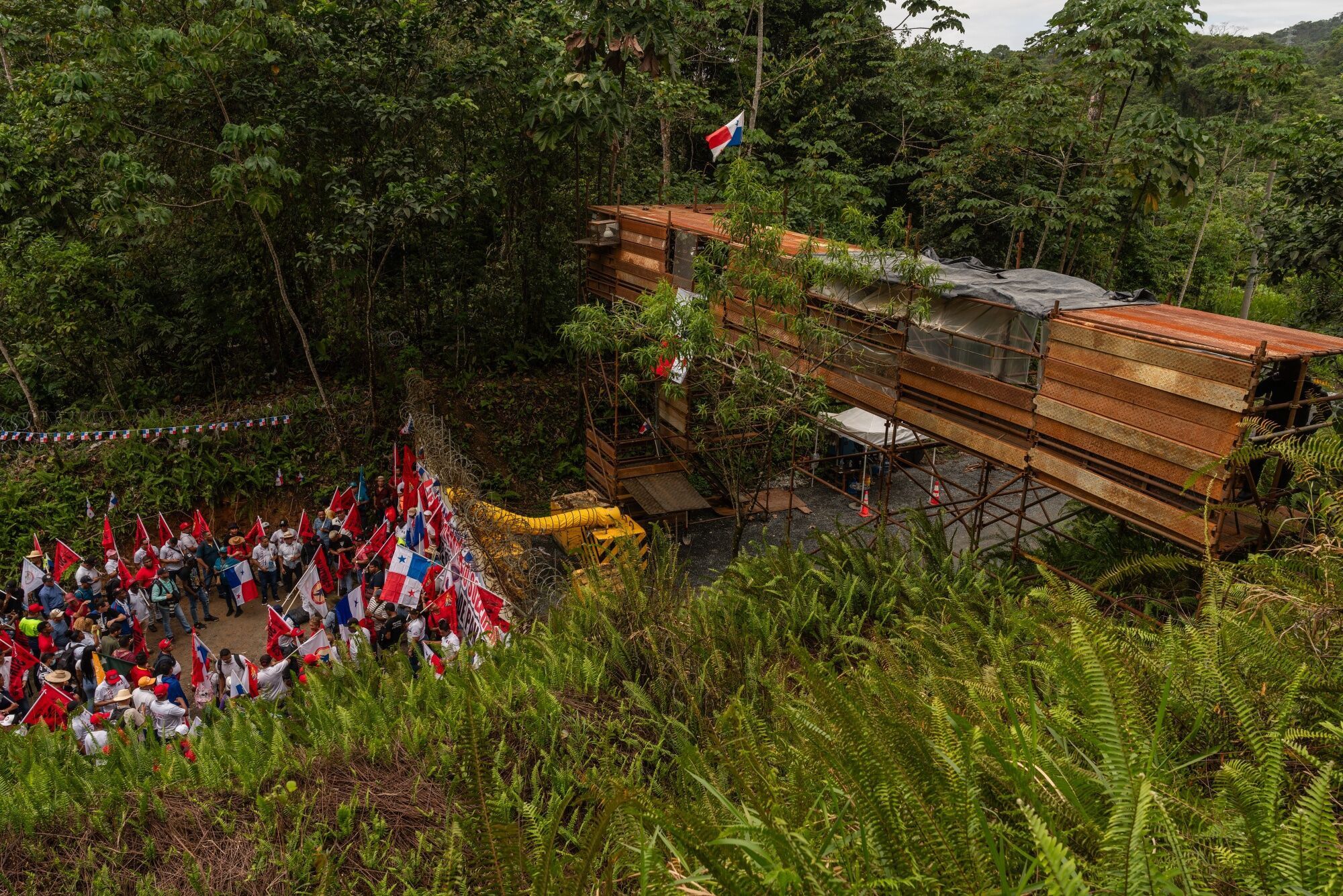 Workers Union Protest Outside Shuttered FQM Mine In Panama