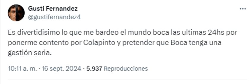 Entre el apoyo y la crítica: Fernández bancó a Colapinto y liquidó al mundo Boca.