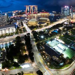 Imagen de la vista general del circuito callejero de Marina Bay para el próximo Gran Premio de Singapur de F1, en Singapur. | Foto:Xinhua/Then Chih Wey