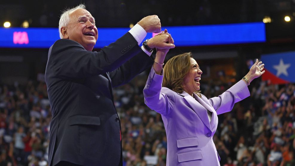 Kamala Harris and Tim Walz in Las Vegas on Aug. 10.