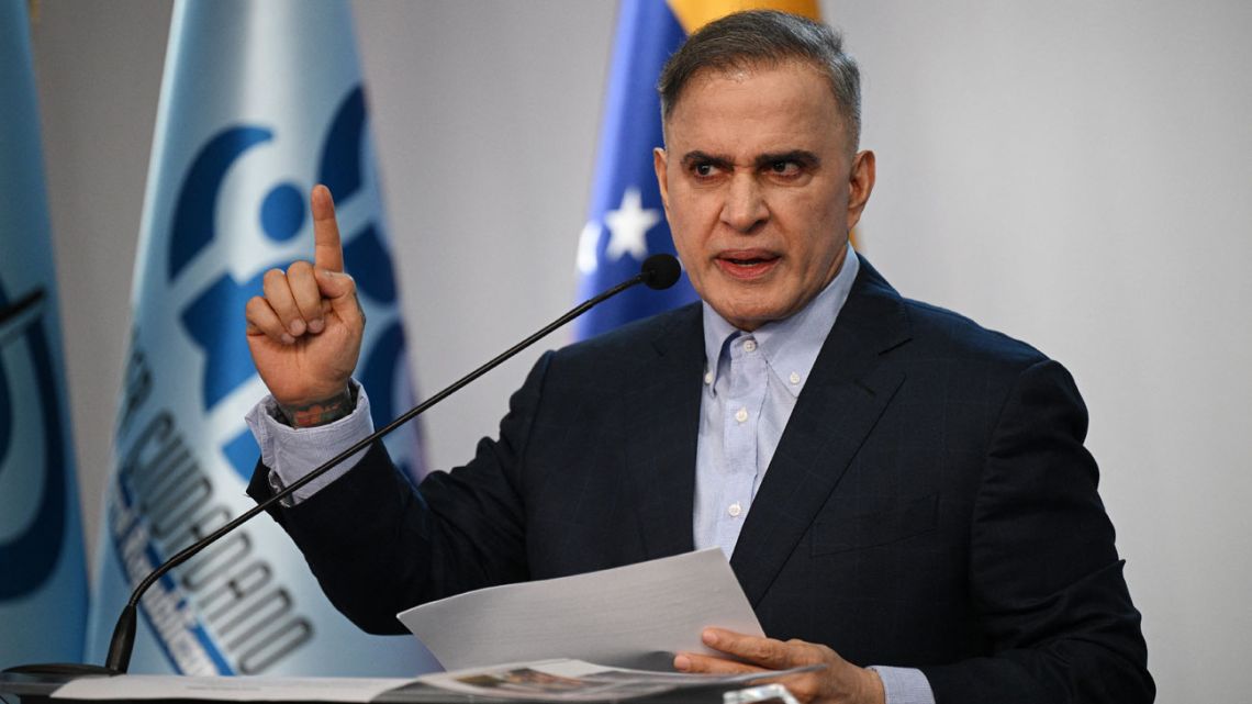 Venezuela's Attorney General Tarek William Saab speaks during a press conference at the Public Prosecutor's Office in Caracas on September 18, 2024. 