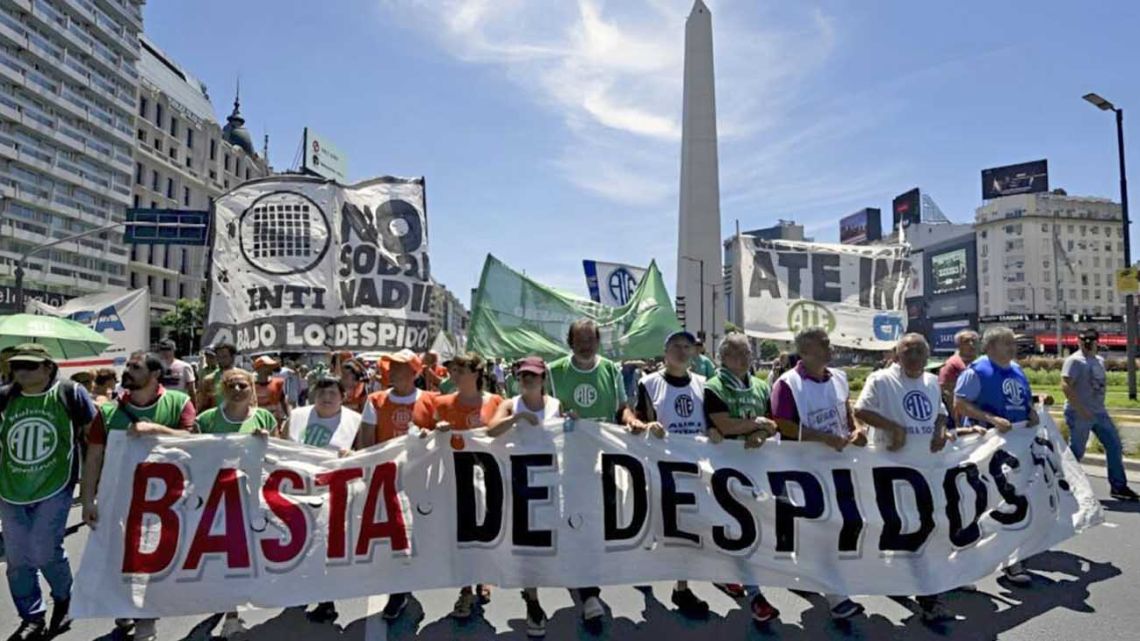 Protests in Buenos Aires against state layoffs.