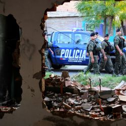 Gendarmerie patrol the ‘Los Pumitas’ neighbourhood in Rosario on March 8, 2023. 