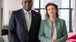 La canciller Diana Mondino junto a David Lammy.