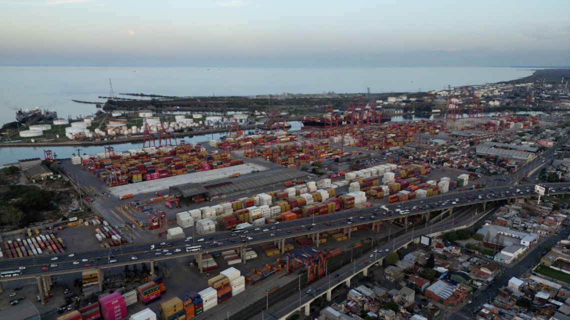 Aerial view of Dock Sud Port in Avellaneda, Buenos Aires Province, Argentina, taken on September 20, 2024.