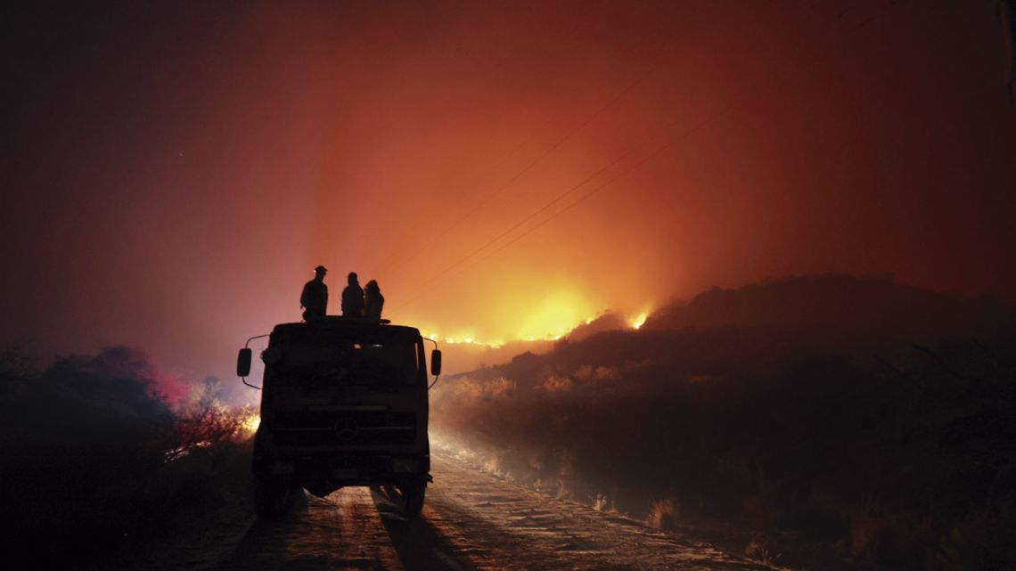 Wildfires are seen in San Marcos Sierra, Córdoba province, on September 23, 2024.