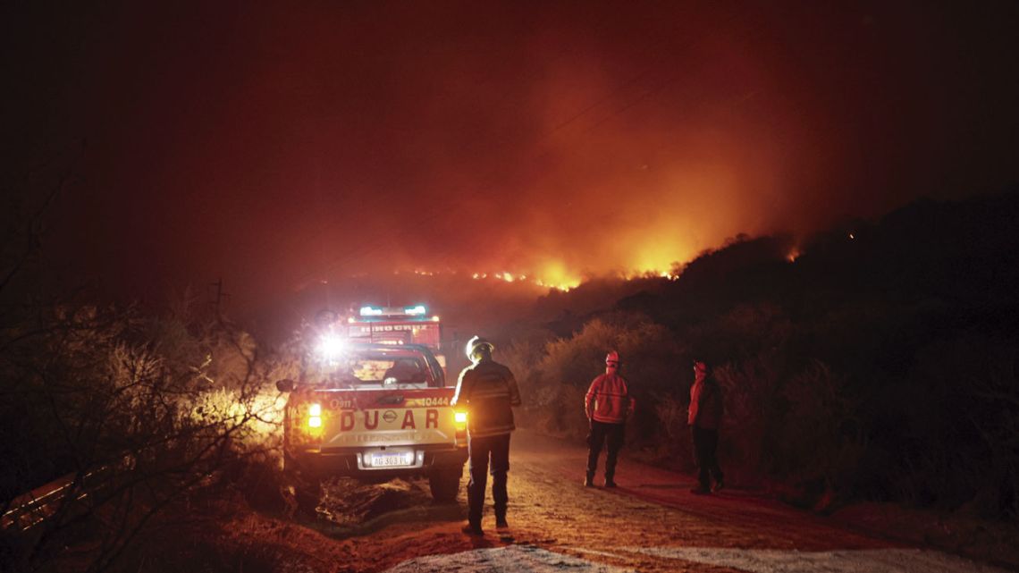 Wildfires are seen in San Marcos Sierra, Córdoba province, on September 23, 2024.