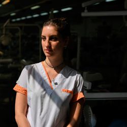 Ornella Sol Fritzler, a dental student, poses for a photo during an interview with AFP in Buenos Aires on September 18, 2024. 