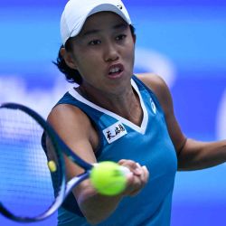 La china Zhang Shuai durante su partido individual femenino en el torneo de tenis Wuhan Open en Wuhan, provincia china de Hubei. Foto de WANG Zhao / AFP | Foto:AFP