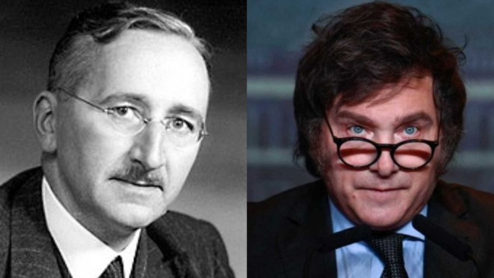 Friedrich A. von Hayek y Javier Milei 20241014