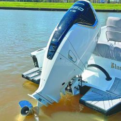 En el río San Antonio probamos el motor más potente de Honda Marina. Estaba montado sobre una embarcación de 26 pies. Su performance fue excelente: 22 nudos a unas 2.550 RPM con un consumo aproximado  de 35 litros por hora.