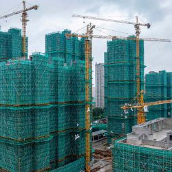 Complejo de viviendas residenciales en construcción en Huaian, en la provincia oriental china de Jiangsu. Foto de STRINGER / AFP | Foto:AFP