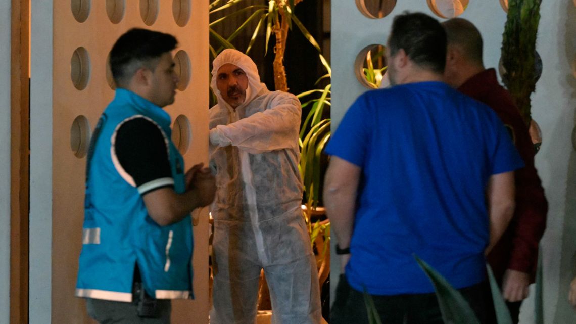 A forensic worker is pictured inside the hotel where British singer Liam Payne died in Buenos Aires on October 16, 2024. 