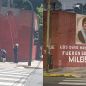 Taparon un mural de Perón en Caballito y en redes circuló un montaje con una pintada de Milei