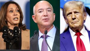 Kamala Harris, Jeff Bezos y Donald Trump