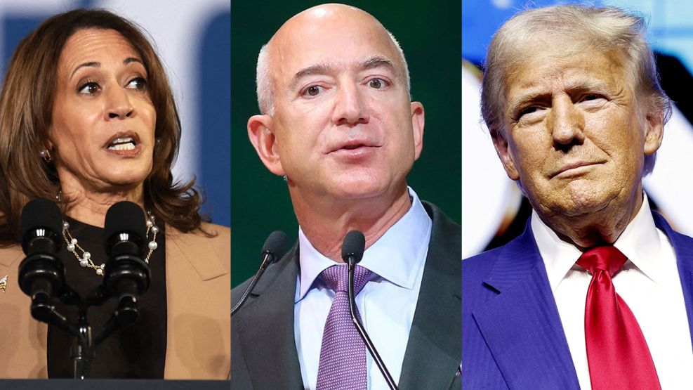 Kamala Harris, Jeff Bezos y Donald Trump