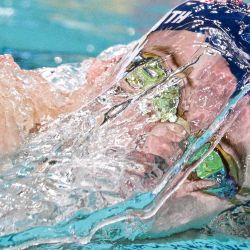 Leon Marchand de Francia compite en la final de 400 m combinado individual masculino durante la Copa del Mundo de Natación Acuática Mundial 2024 - Parada 2 en el Centro Acuático Munhak Park Tae-hwan en Incheon. | Foto:Anthony Wallace / AFP
