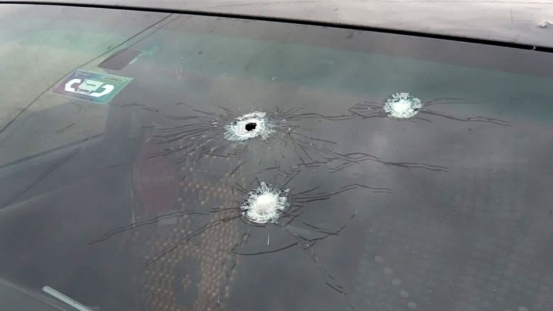 This handout picture released by Radio Kawsachun Coca (RKC) shows what it said are bullet impacts on a pickup truck in which former Bolivian President Evo Morales was traveling in Cochabamba, Bolivia, on October 27, 2024.