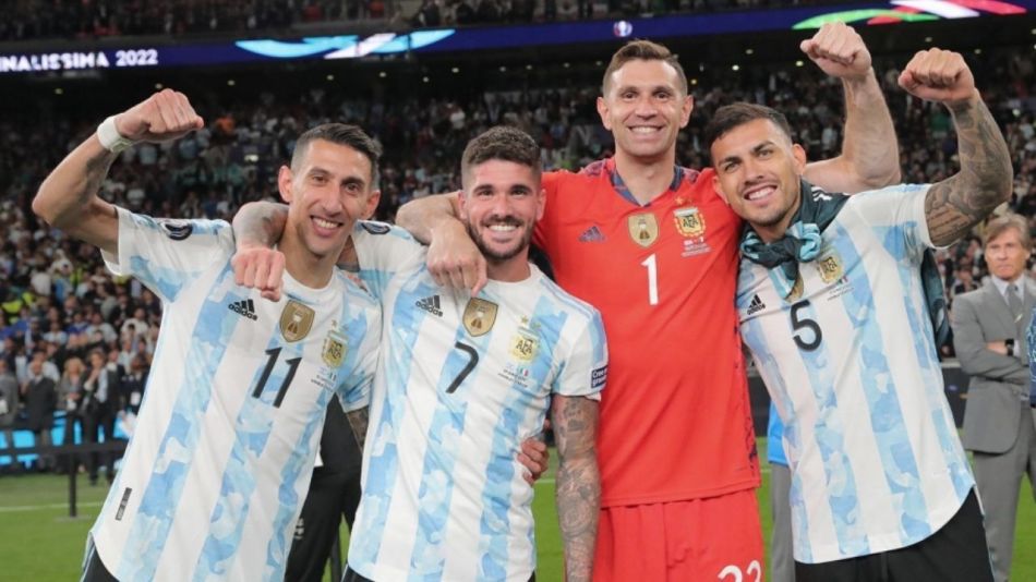 Ángel Di María, Rodrigo de Paul, Dibu Martínez y Leandro Paredes