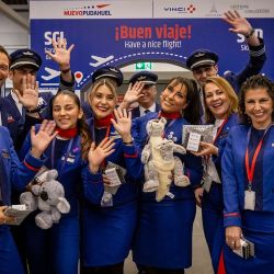 La tripulación del vuelo con el que Latam regresó a Sidney desde Santiago de Chile.