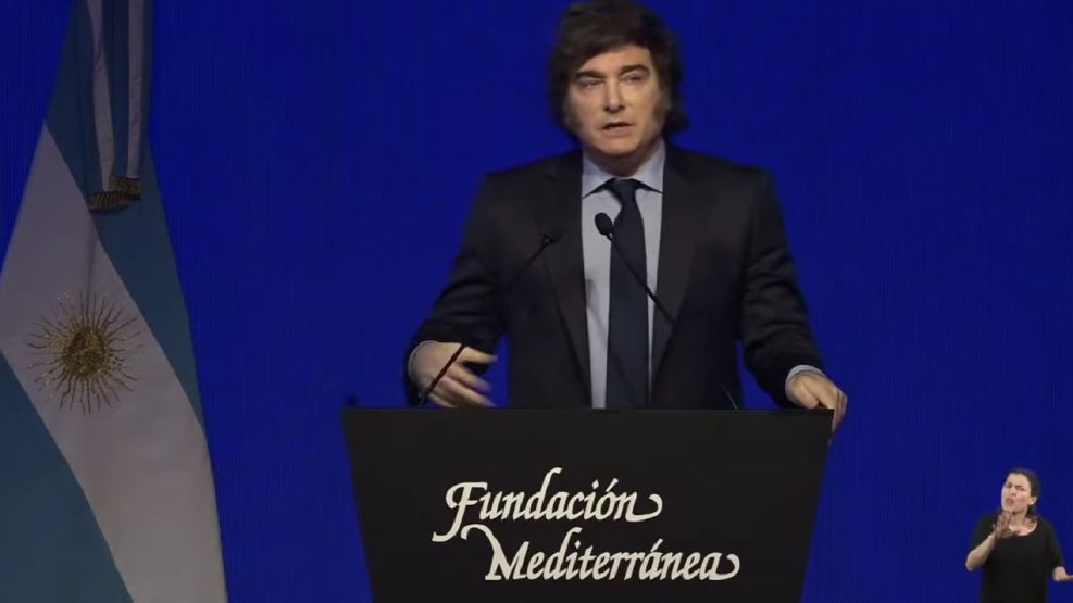 Javier Millei en el aniversario 47 de la Fundación Mediterránea.