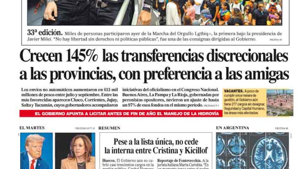 La tapa del Diario PERFIL del domingo 3 de noviembre de 2024