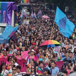 Los manifestantes participan en la 33ª Marcha del Orgullo LGBT en Buenos Aires. | Foto:Emiliano Lasalvia / AFP