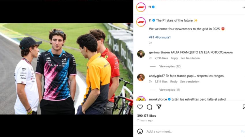 La publicación en las redes sociales de la F1 que indignó a los fanáticos del piloto argentino.