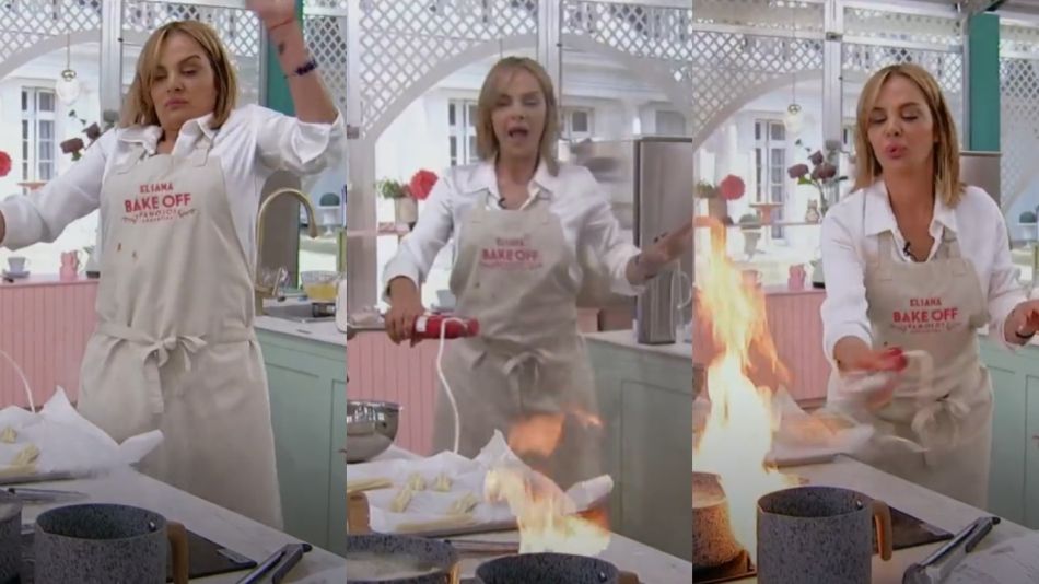 Eliana Guercio sufrió un accidente y se le prendió fuego la cocina en Bake Off Famosos