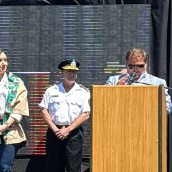 Victoria Villarruel, Vicepresidente de la Nación, junto a Manuel Pizarro, CEO de Bersa, en la apertura del 4º Evento Bersa en Campo de Mayo.