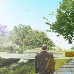 El parque lineal Don Bosco está ubicado a la vera de la Autopista Buenos Aires-La Plata