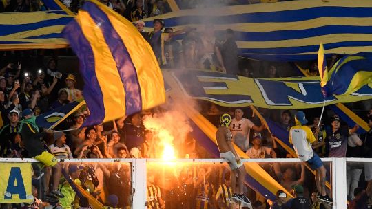 Fans of Rosario Central cheer for their team