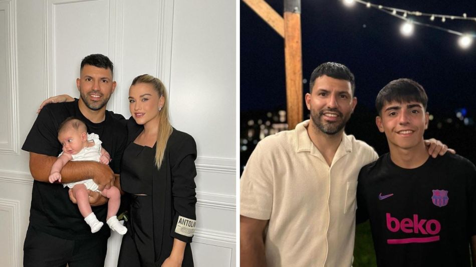  El retrato familiar del Kun Agüero con Sofía Calzetti, Benjamín y Olivia Agüero