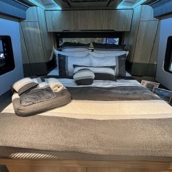 El interior del Nomade que presentó Marcopolo en la Expo Motorhome de Curitiba.
