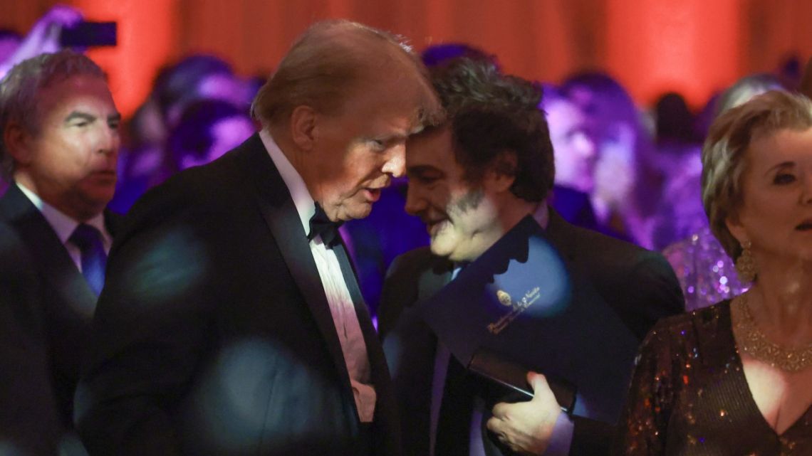 Donald Trump, left, with Javier Milei at Mar-a-Lago in Palm Beach, Florida, on November 14, 2024.