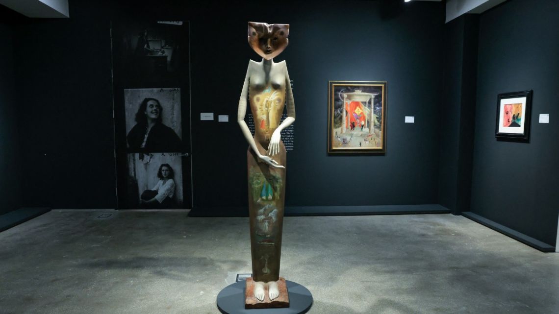 Leonora Carrington's sculpture La Grande Dame is on display during a media preview at Sotheby's in New York, on November 8, 2024.