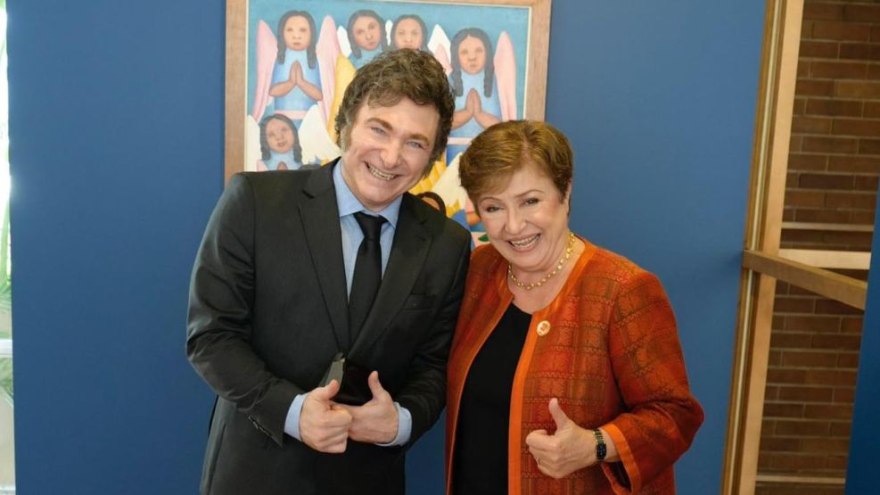 Javier Milei con la Directora del Fondo Monetario Internacional (FMI), Kristalina Georgieva