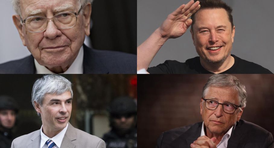 Warren Buffett, Elon Musk, Bill Gates, Larry Page.