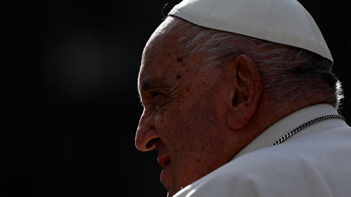 Pope Francis leaves at the end of the weekly general audience at St Peter's Square in The Vatican on November 27, 2024. 